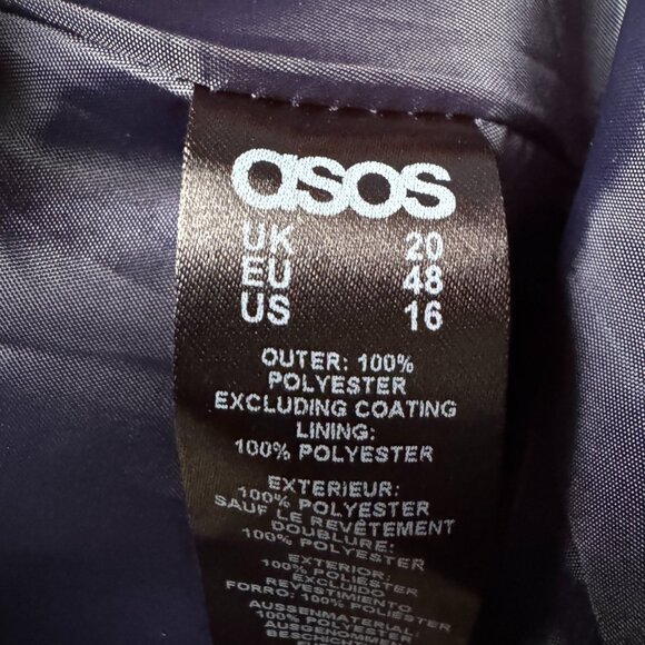 ASOS Curve Navy Coated Snap Front Hooded Raincoat in Women's 16 - Picture 5 of 12